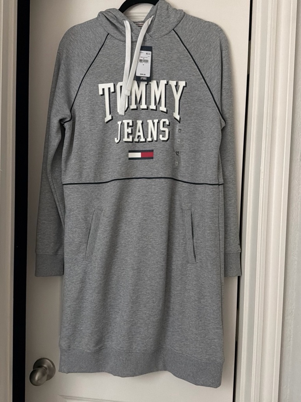 Tommy Hilfiger Gray Hoodie Dress with Logo